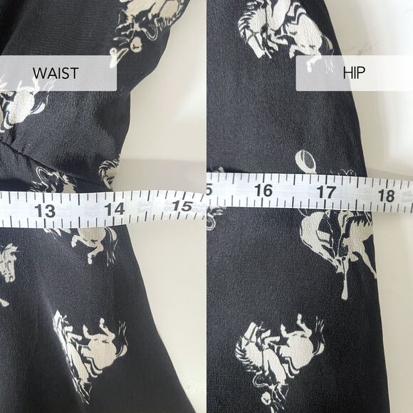 RE/DONE NWT Cowboy Horses Bow 100% Silk Crepe Mini Dress Size S - Picture 16 of 16